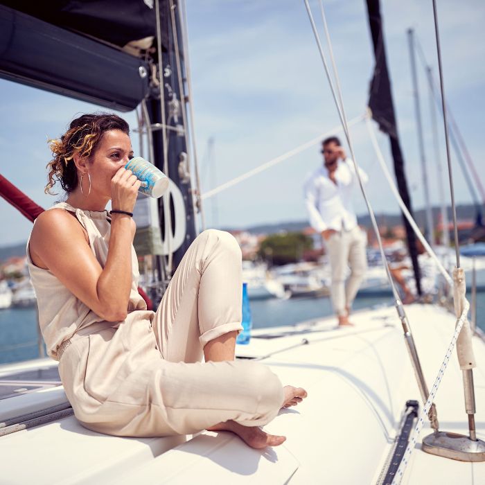 a women enjoying on the boat